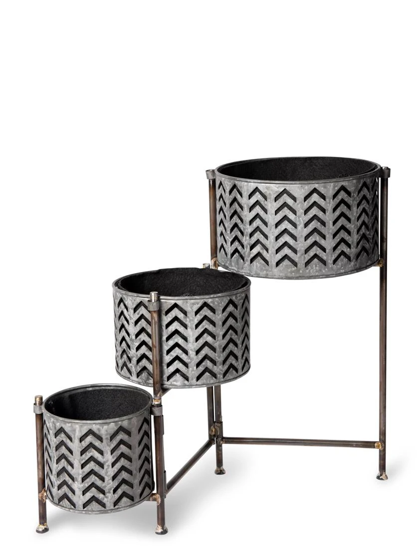 Galvanized Grow Bag Triple Planters With Stand 5 Galvanized Grow Bag Triple Planters With Stand - Image 5