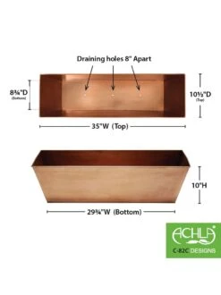 Achla Designs Plain Copper Plated Flower Box, Large -Garden Tools Sales Store 8612915 03v