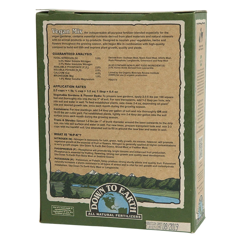 Vegan Mix 3-2-2 Fertilizer (5 Lb Box) 2 Vegan Mix 3-2-2 Fertilizer (5 Lb Box) - Image 2